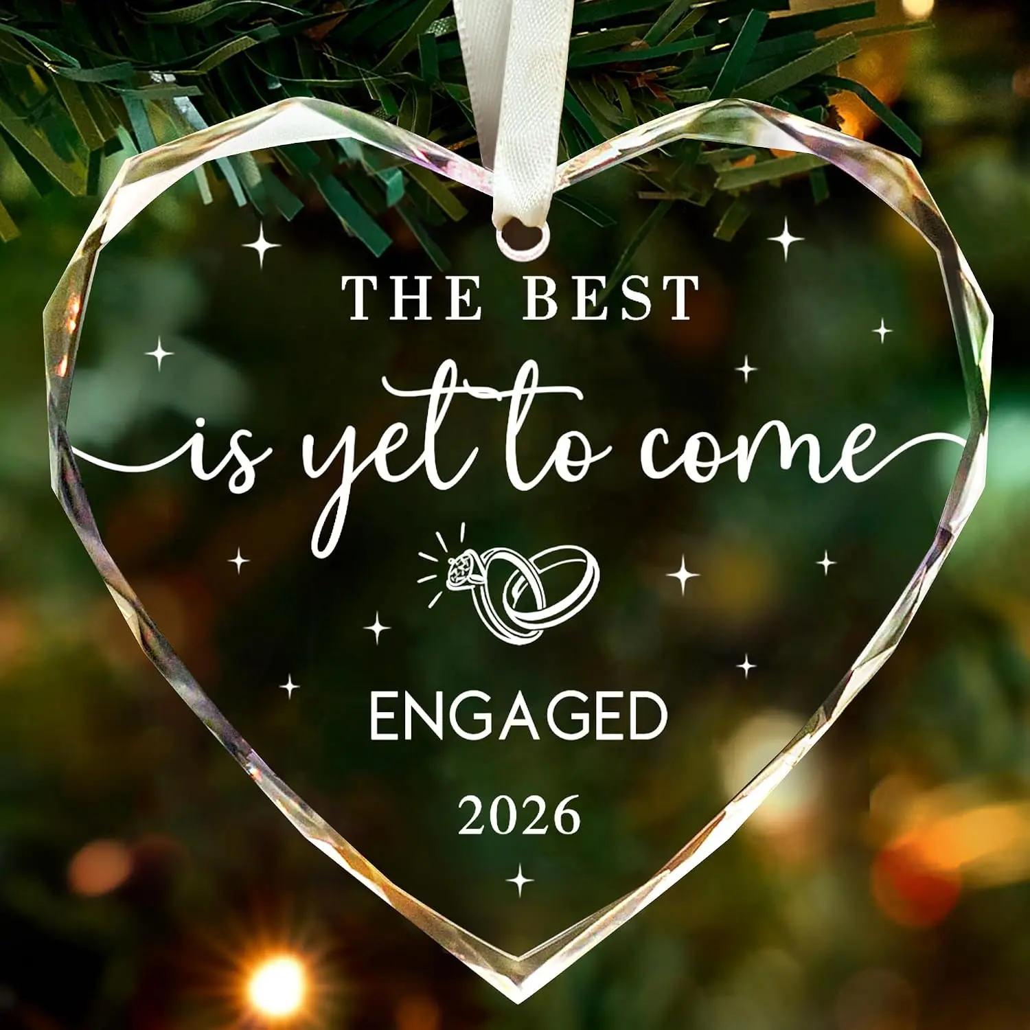 Engagement Gifts for Couples 2026,Glass Engagement Gifts for Newly Engaged Couples,Bride to Be,Women,Bride to Be ,First Christmas Engaged Ornament 2026