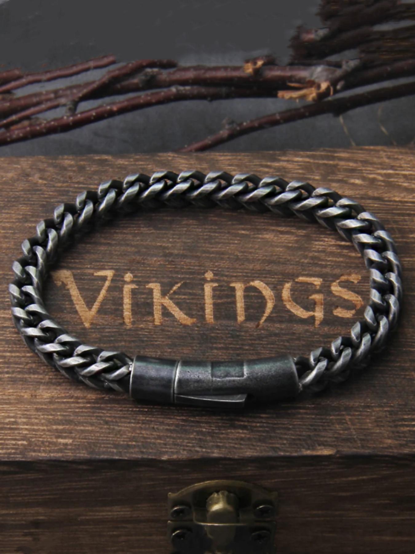 Men's Vintage Chain Bracelet, Punk Style Stainless Steel Wrist Jewelry for Party, Daily Clothing Decor, Trendy All-match & Exquisite Jewelry for Birthday Gift