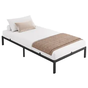 Twin Metal Platform Bed Frame, 10-Inch Low Profile Heavy-Duty Mattress Foundation with Reinforced Steel Slats, Noise-Reducing Design, Mattress Retainers, No Box Spring Needed, Easy Assembly, Black Frame for Bedroom, Guest Room, Dorm and Apartment