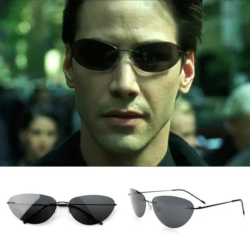 The Matrix Fashion Upgrade Cool Glasses Polarized Sunglasses Vintage Ultralight Rimless Driving Brand Design Sunglasses for Men