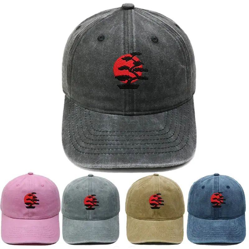 Main Character Energy Washed Cotton Baseball Cap Zen Bonsai Tree Embroidered Dad Hat Unisex Retro Adjustable Sun Hat Japanese Streetwear Aesthetic