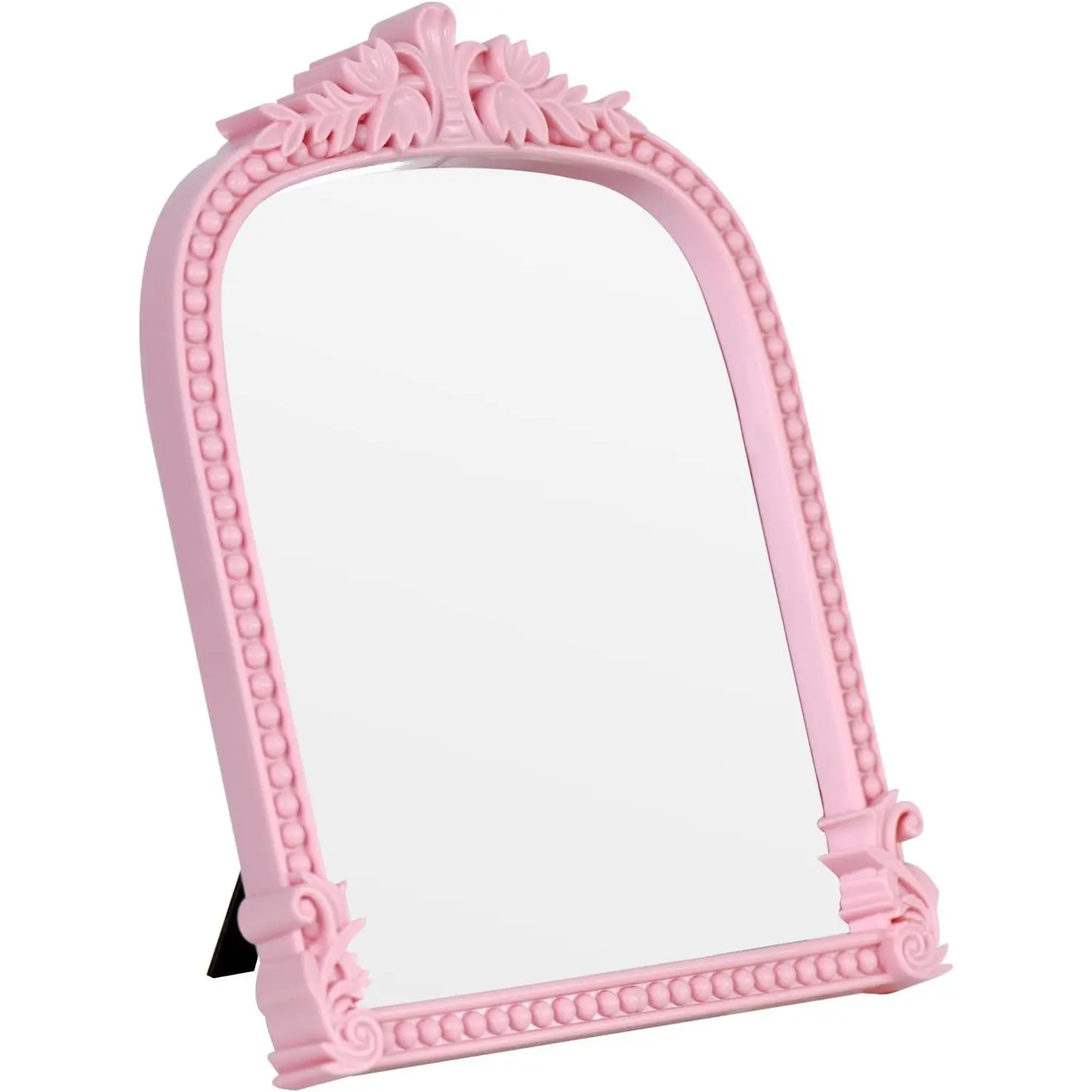 Plastic Arched Makeup Mirror, Standing,  or Wall Mount, Bathroom, Living Room, Bedroom White and Decorative Mirror (-10.6 x 8.6 inch)