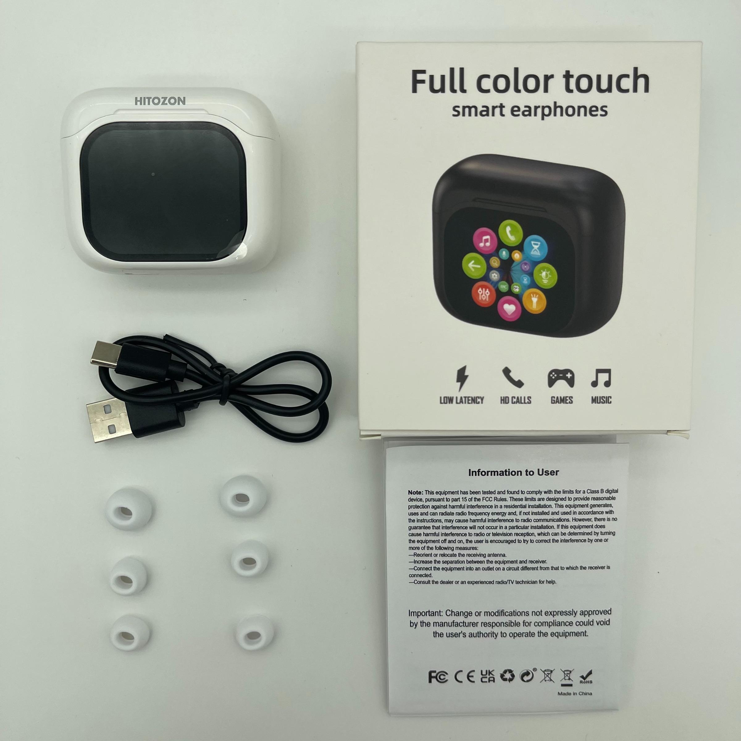 HITOZON Wireless Earphone, In-ear Design Earbuds with Touch Screen Charging Case, Stereo Wireless Earbuds with Noise Reduction for Smartphone, Computer, Laptop #TOP PICKS