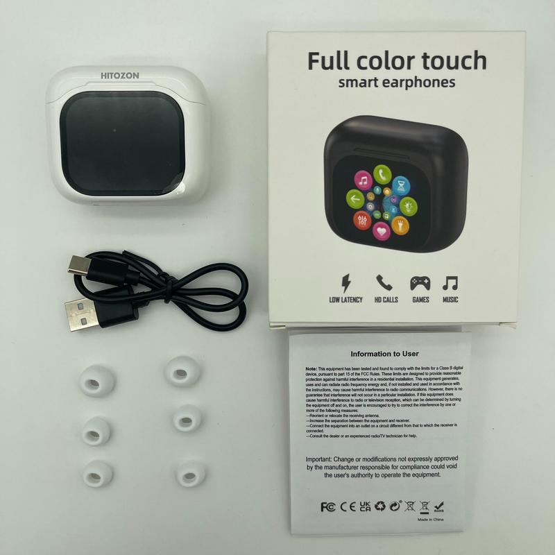 HITOZON Wireless Earphone, In-ear Design Earbuds with Touch Screen Charging Case, Stereo Wireless Earbuds with Noise Reduction for Smartphone, Computer, Laptop #TOP PICKS