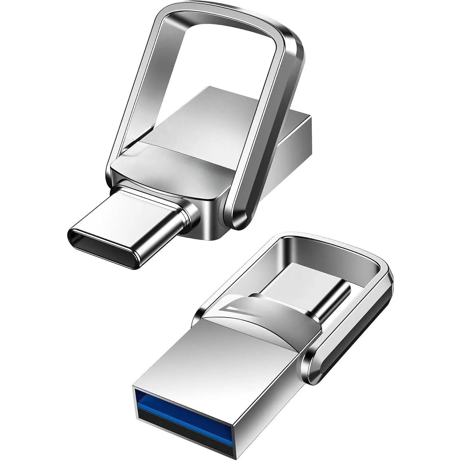 32GB Flash Drive,  USB 3.2 Gen 1 USB-A & USB-C, 150MB/s Swivel Metal Thumb Drive, Memory Stick for  15/16/17, Android, Tablet, Laptop,  (32GB)