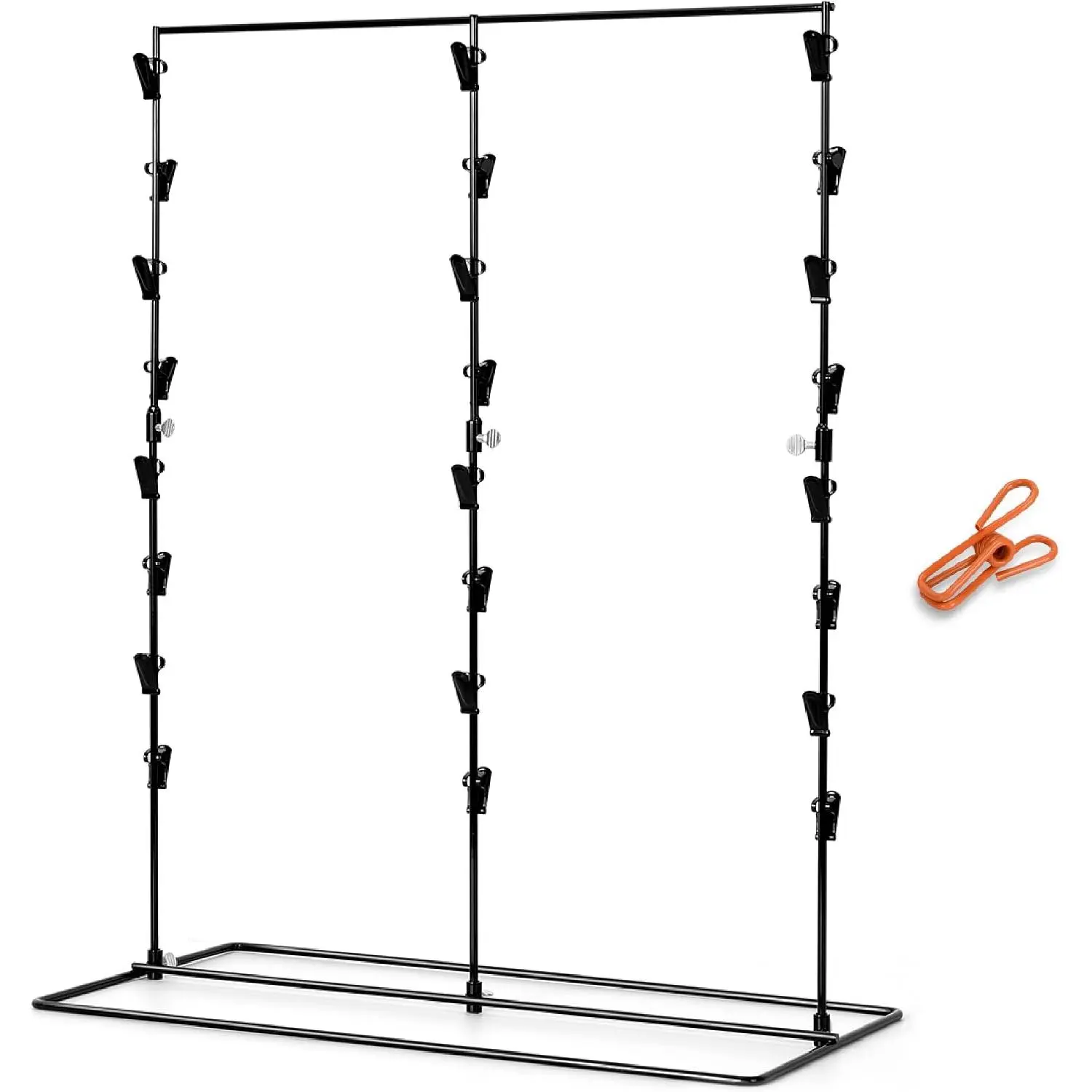 Chip Rack Display Stand - 24” x 9” x 10” Display Rack with 3 Strips & 24 Chip Clips, Snack Organizer for Pantry Shelf, Retail Display Stand & Vendor Booth Supplies, Greeting Card Holde
