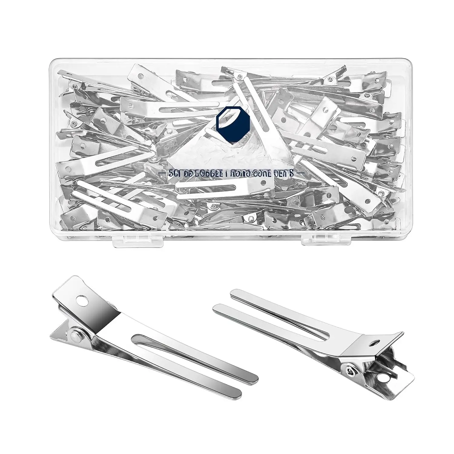 50 count Metal Double Prong pin  Hair Clips for Styling Sectioning, Hair Clips for Women Long Hair,Metal   Clips for Hair Roller,Salon,Bows DIY with Case