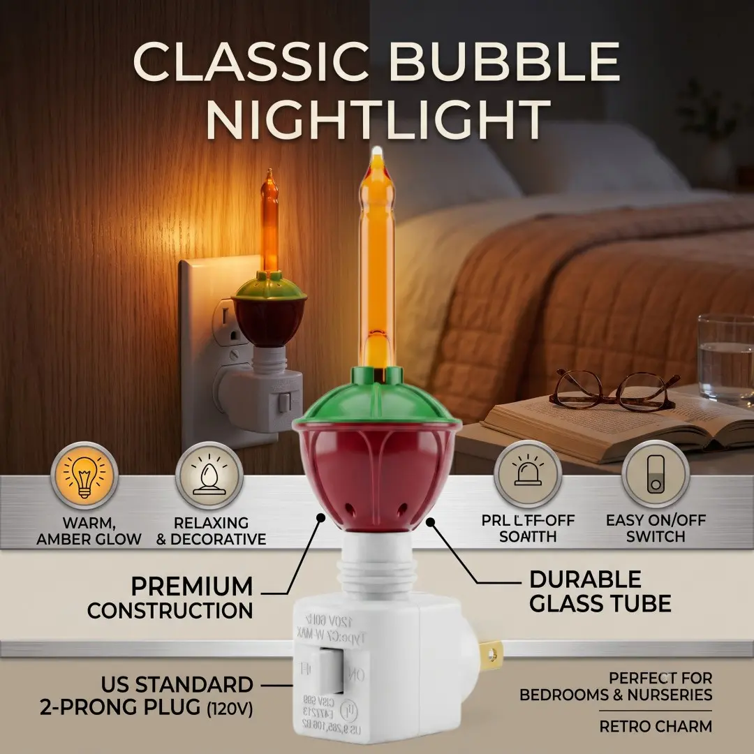 Vintage Christmas Bubble Night Light, 120v Amber Warm Light, Retro Liquid Dynamic Atmosphere Lamp, Holiday Home Decor, Best Selling Gift