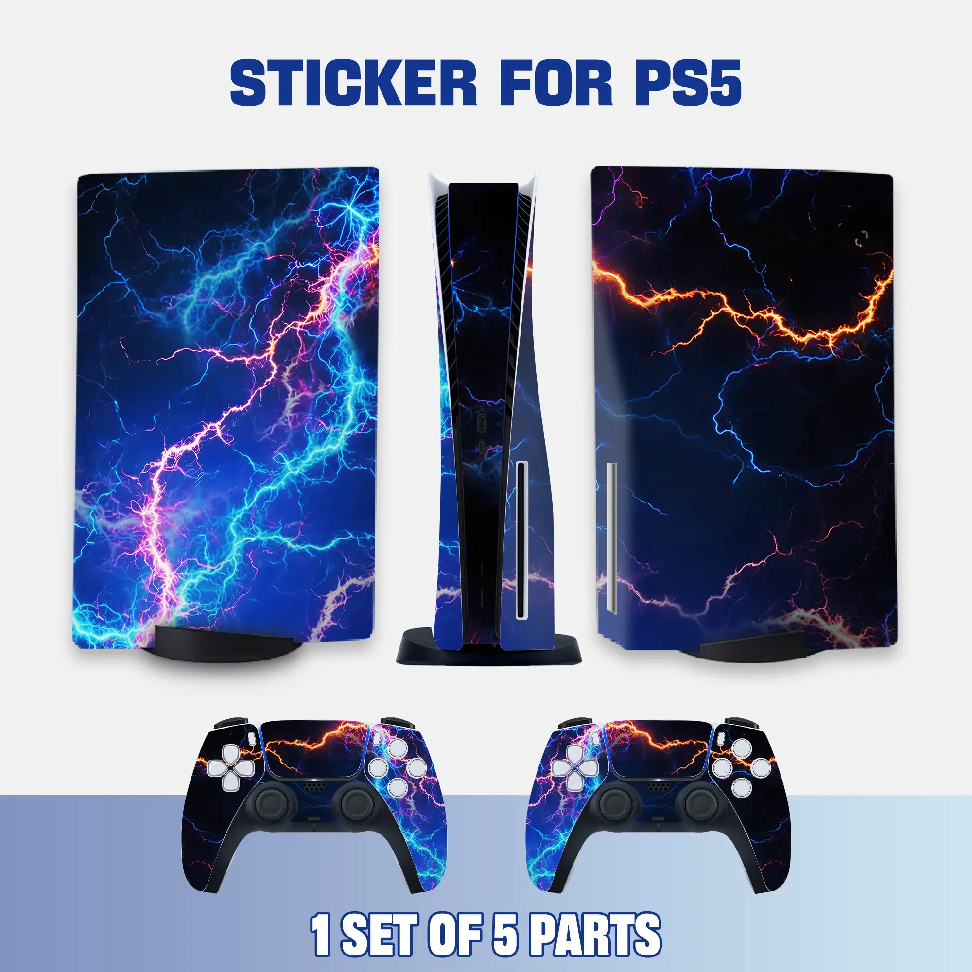 Ps5 Drive Edition Stickers, Rainbow Lightning Art Vinyl Protection Film, Waterproof Scratch-Resistant, Removable Without Residue
