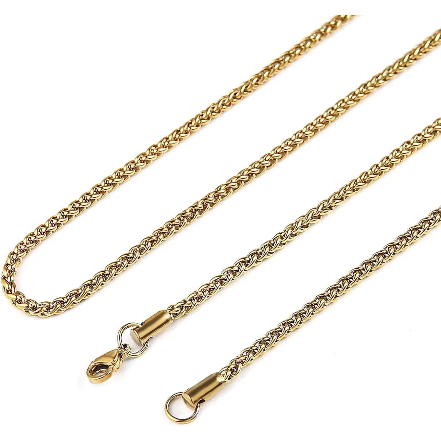 Women's 3.0 mm Stainless Steel Wheat Chain Necklaces, 16"-36" Length Options, Multi-Size, Unisex Fit, 16In, Unisex Wear, 3Mm Silver, 30In, Chain & Link, Casual