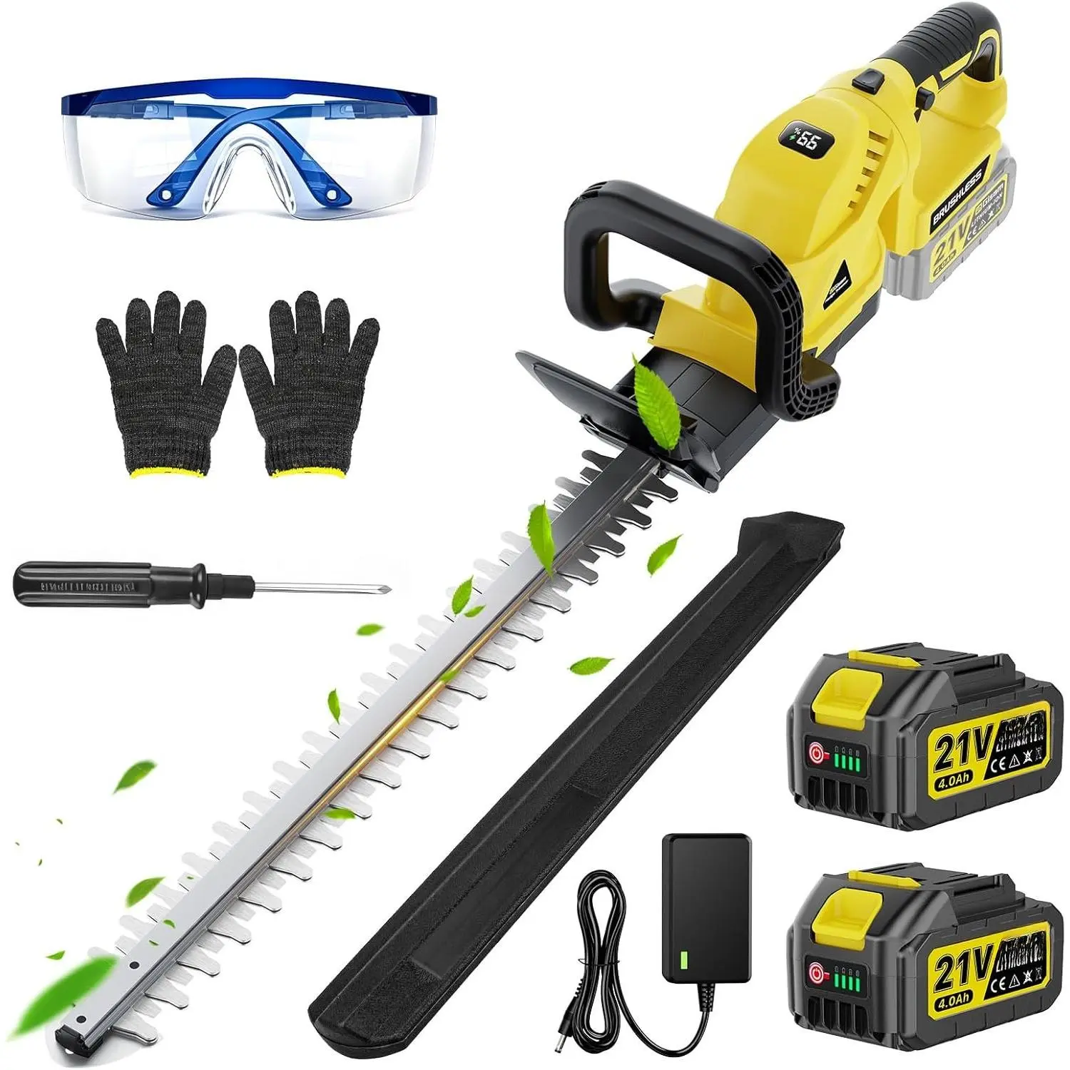 22'' Cordless Hedge Trimmer - 2x4.0AH  & Charger, SK5 -Action  Hedge Clippers Handheld, 180? Rotating Handle, 4.1Lbs Electric Hedge Trimmer for Yard/Garden
