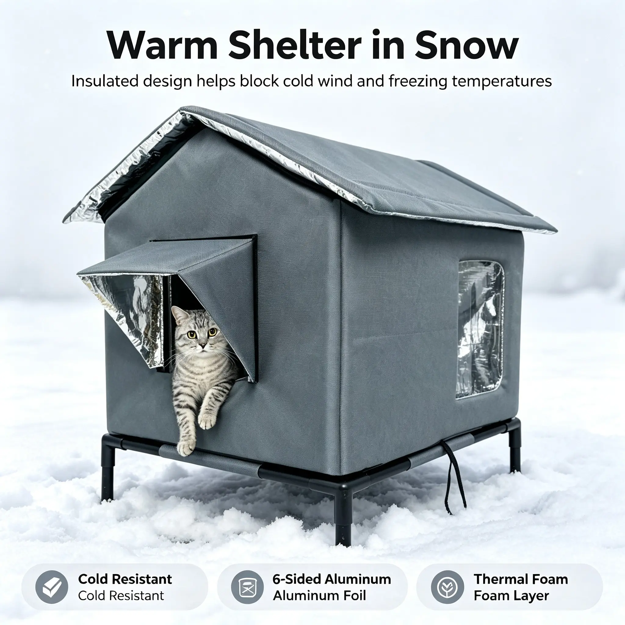 Outdoor Cat House Outdoor Cat House Weatherproof for Indoor and Outdoor Use Insulated and Weatherproof，Waterproof Shelter for Small/Medium Cats Kitten House