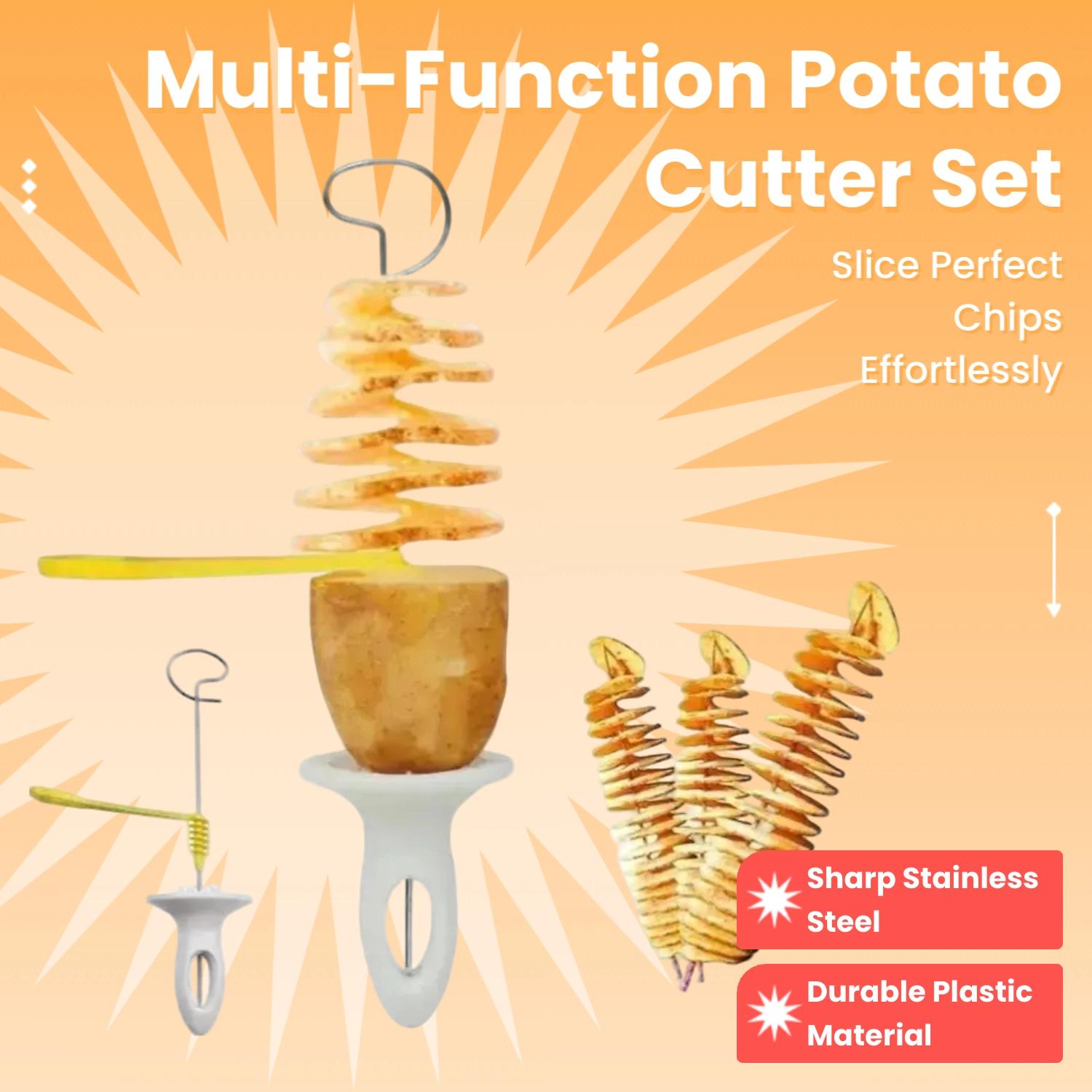 Multi-function Potato Chip Cutter Set, 1 Count Spiral Potato Cutter, Potato Cutting Utensils for Bbq & Kitchen