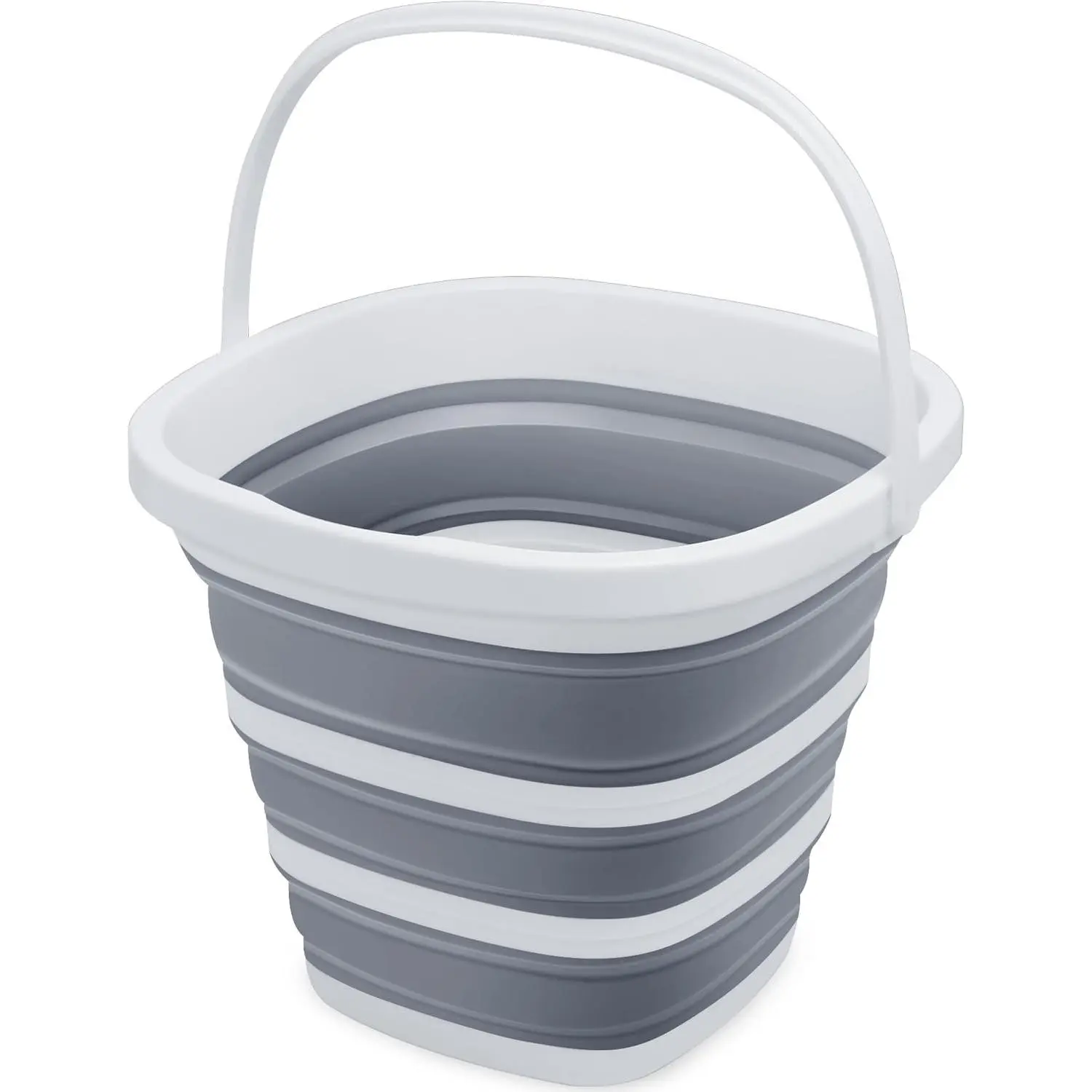 2.6 Gallon (10L) Collapsible Square Bucket - Foldable Mop Bucket for House Cleaning, Car Washing, Camping, Outdoor, RV, Travel (Grey)Gift