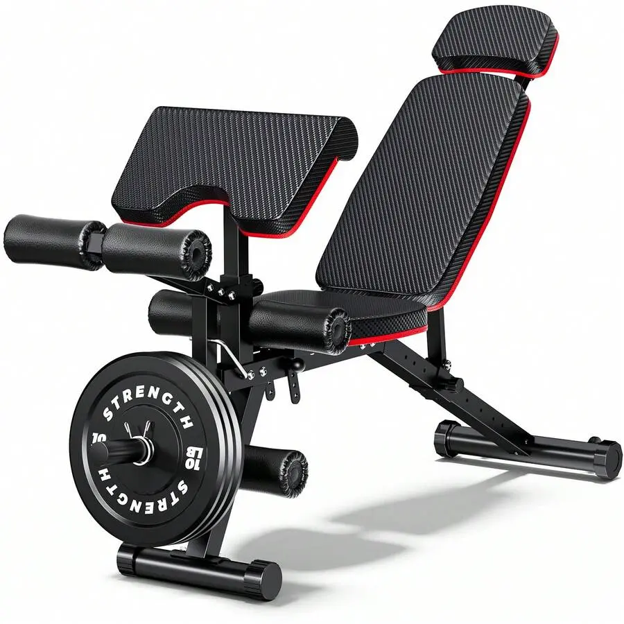 900lbs Adjustable Weight Bench – 10-Position Backrest, Preacher Curl & 6-Way Customizable Gym Bench For Dumbbell, Barbell & Full-Body Home Workouts