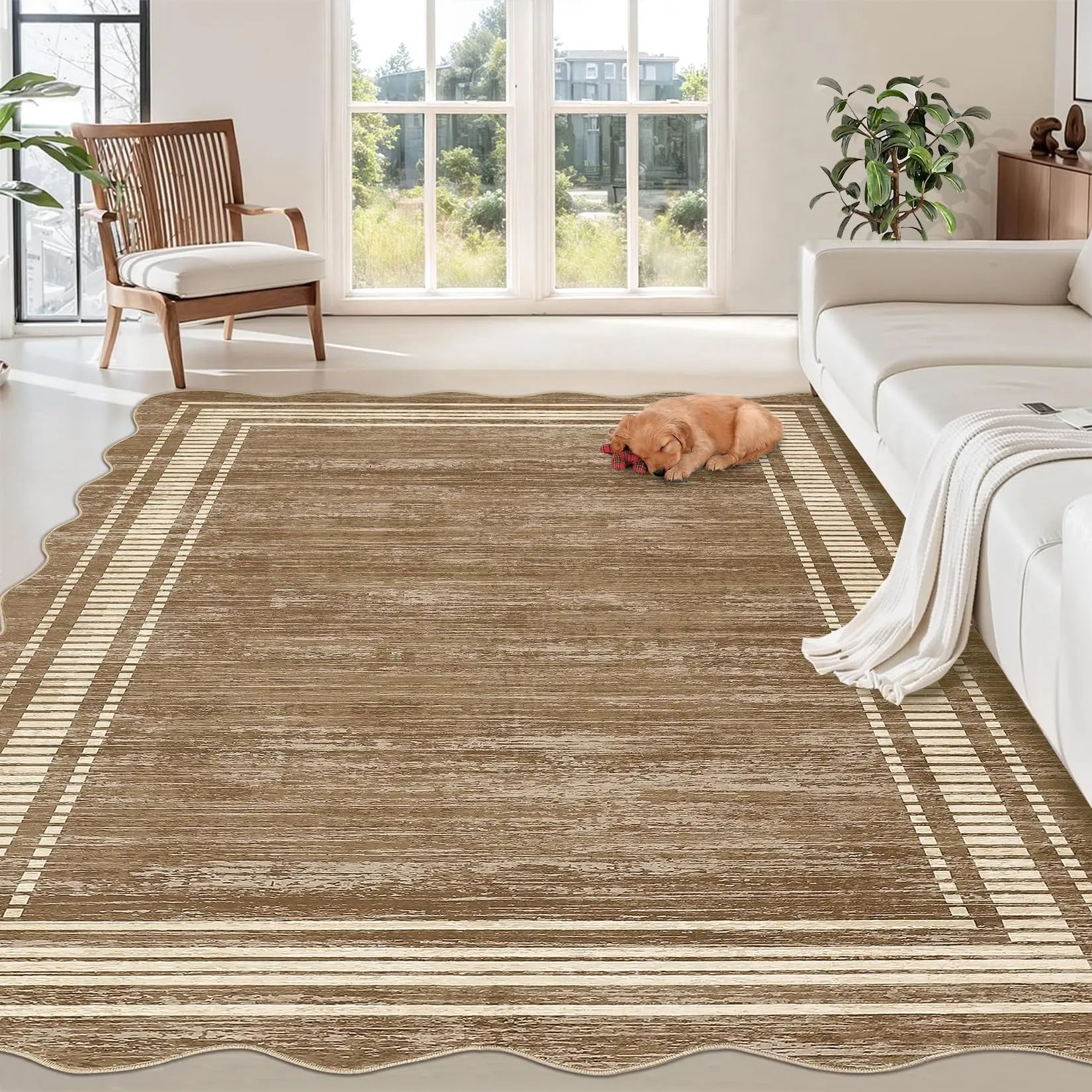 GARVEE Rug 5x7ft, polyester, camel, modern