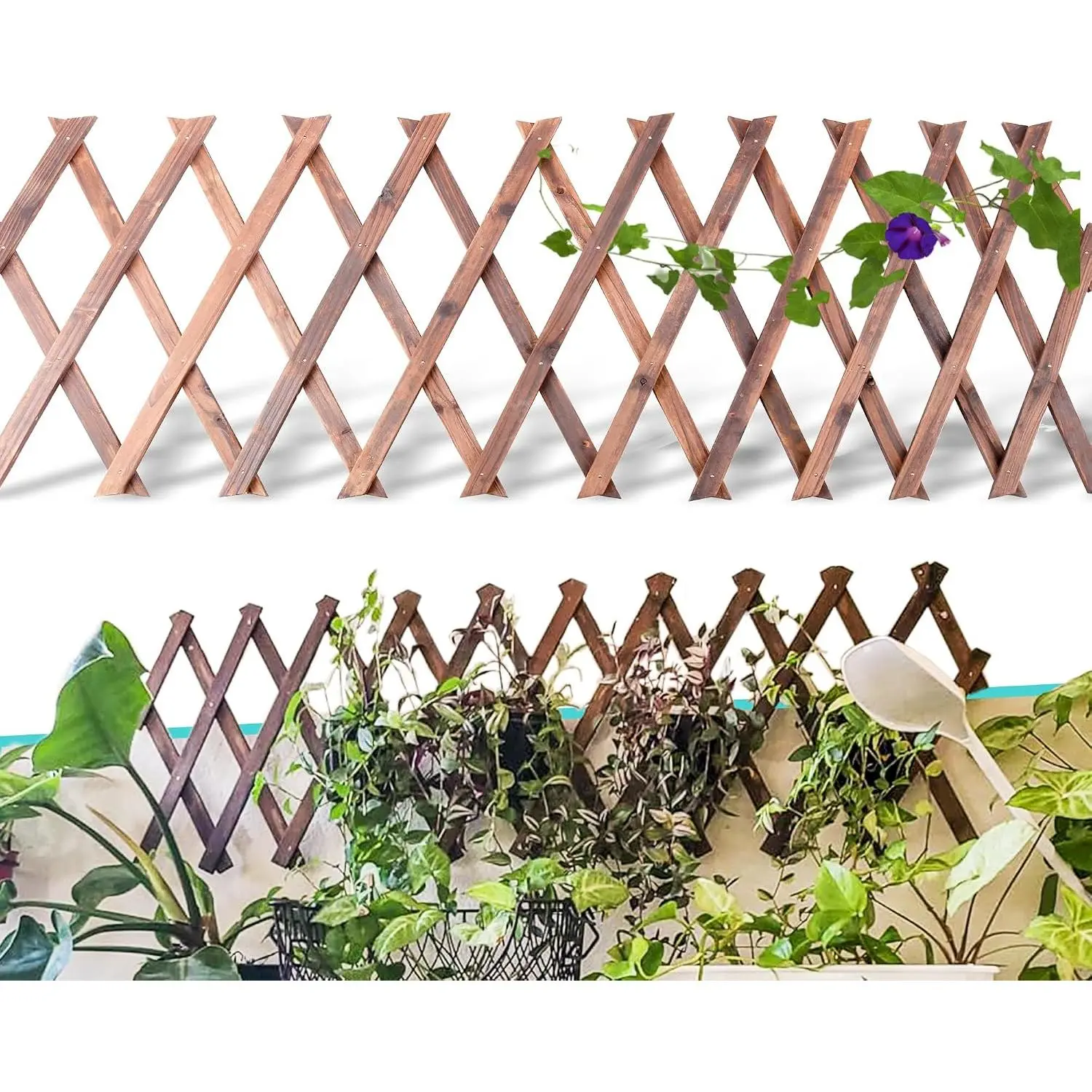 Wooden Lattice Panels 1Pack, 75"x11.8" Expandable |  Lattice Fence Wall, Garden Trellis Frame, For Climbing  Outdoor Vine Ivy Rose, Patio Room Decorative