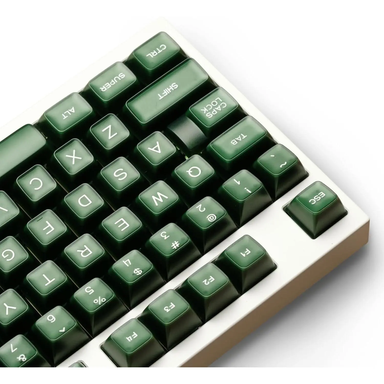 ULTRAEQUIP Double Shot PBT+PC Blend Jade Keycaps, 142-Piece RSA Profile, Translucent Green Glow Effect, Multi-Size Custom Set for ISO ANSI 60/75/80/95 Mechanical Keyboards