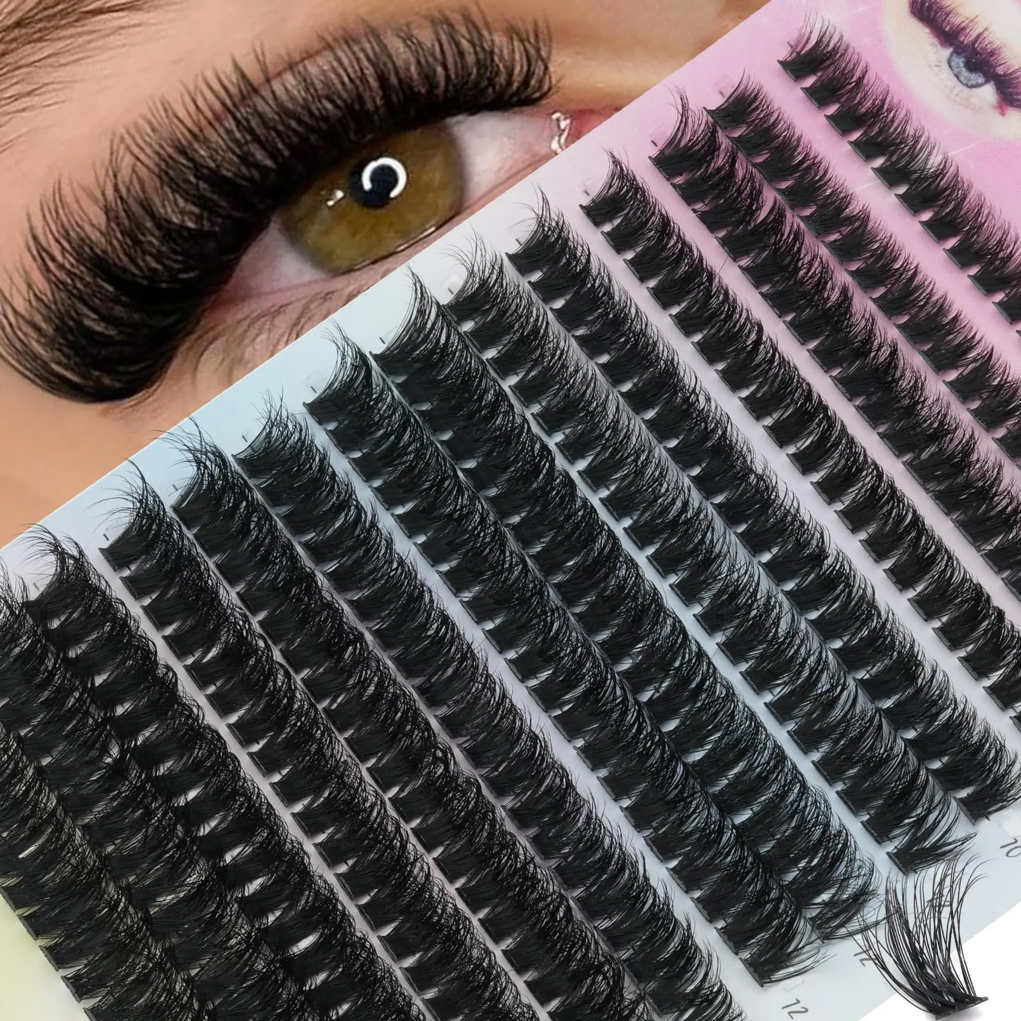 14 Rows/280pcs Natural Fluffy False Eyelashes, DIY Eyelash Cluster, Elegant Curl D, 80D, Perfect for DIY Makeup, Daily Outing, Party, Travel, Music Festival, Concert