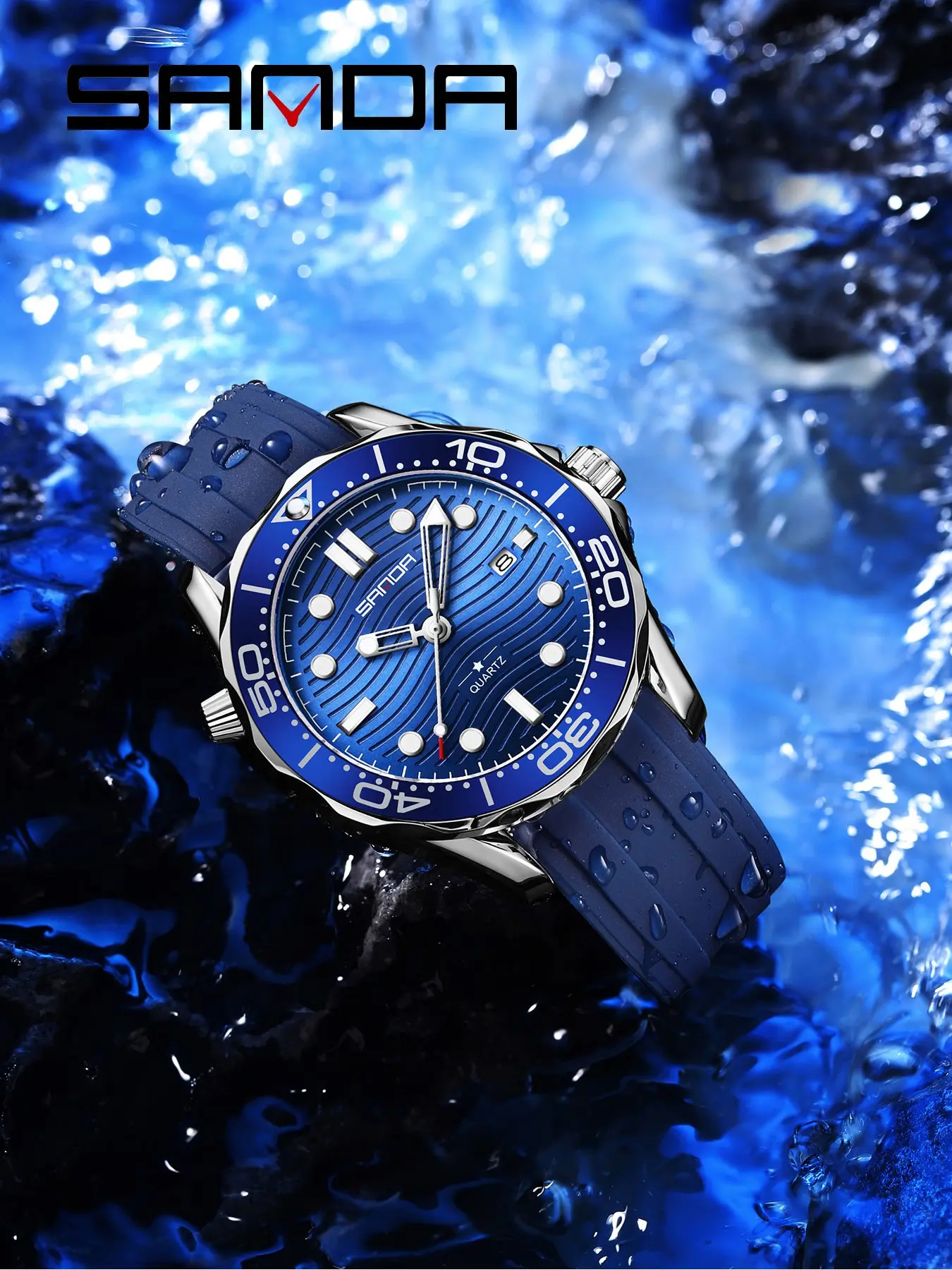 1PCS SANDA 1145 Business Men's Quartz Watch Simple Multi functional Waterproof Night Light Single Calendar, Waterproof Wrist Watch, with Box and Handline