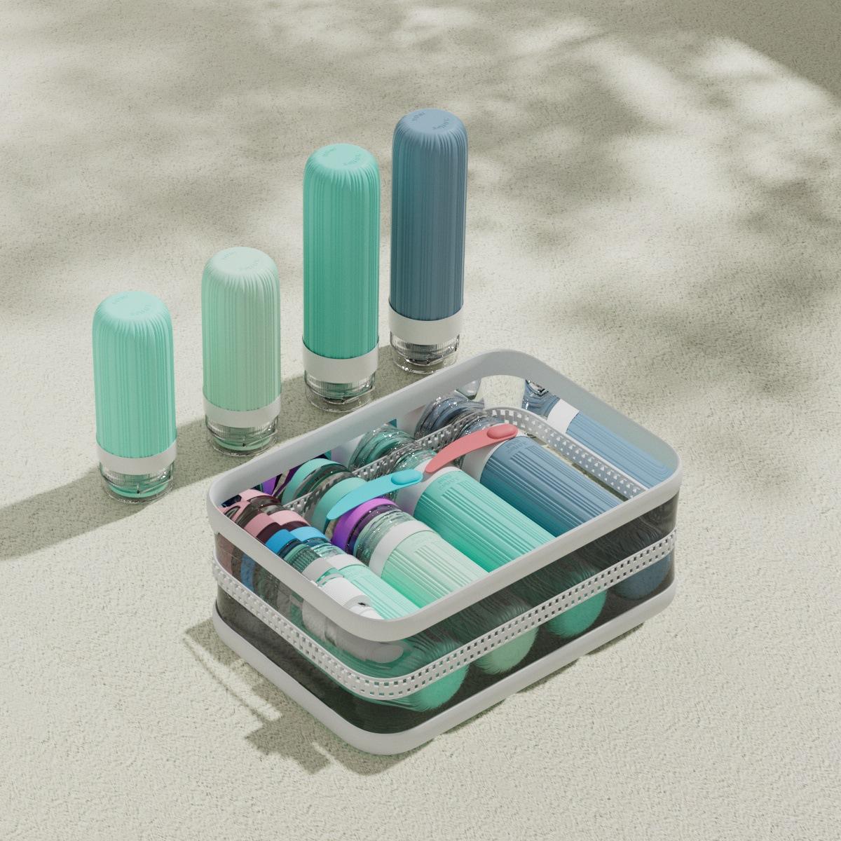 Travel Silicone Shampoo and Shower Gel Bottles Set, Leak-Proof Portable Toiletry Containers, Refillable Travel Bottles for Shampoo, Conditioner, Soap, Camping, Vacation, & Business Trip Essential