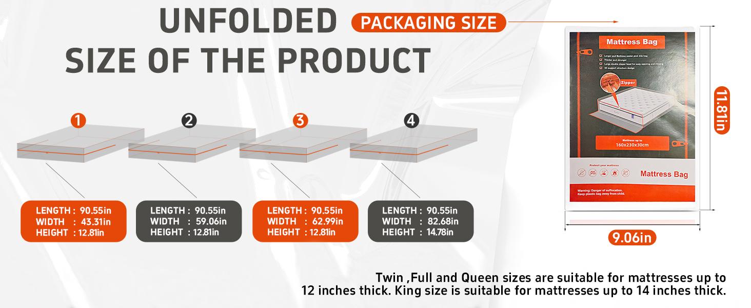 6Mil Thicken Mattress Bag for Moving, Waterproof Zippered Mattress Cover for, Reusable Encasement, Tear Dust Protection(Full,Purple)