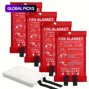 Fire Blanket, Fireproof Blanket, 4 Counts Heat-resistant Fiberglass Fire Blanket with Pull Tabs, Reusable Fire Safety Equipment for Kitchen, Home, School, Office #TOP PICKS