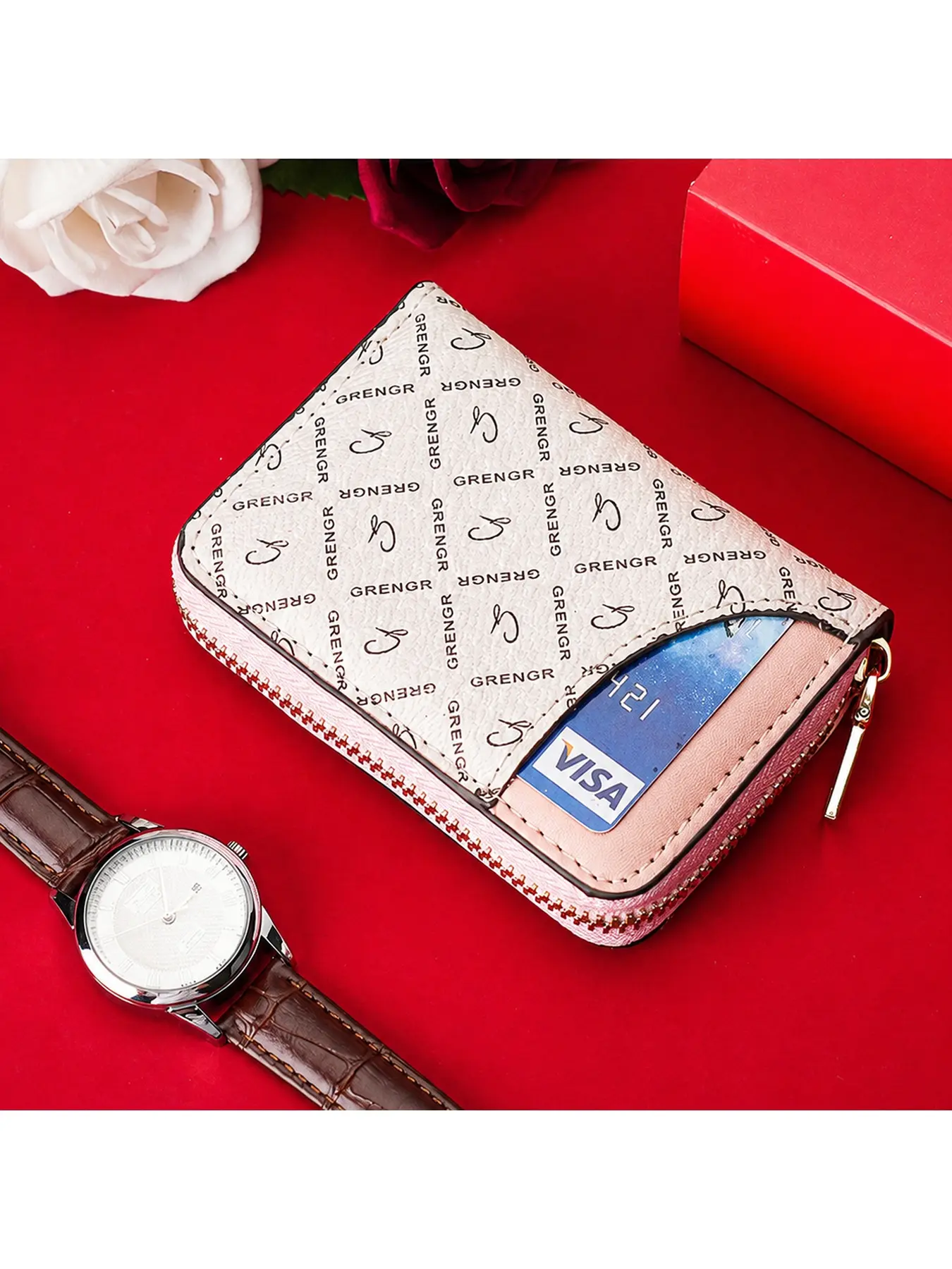 Travel Credit Card Organizer for Women, 9 Slots, Slim Zip-Around Accordion Wallet with Quick-Access Outer Card Slot