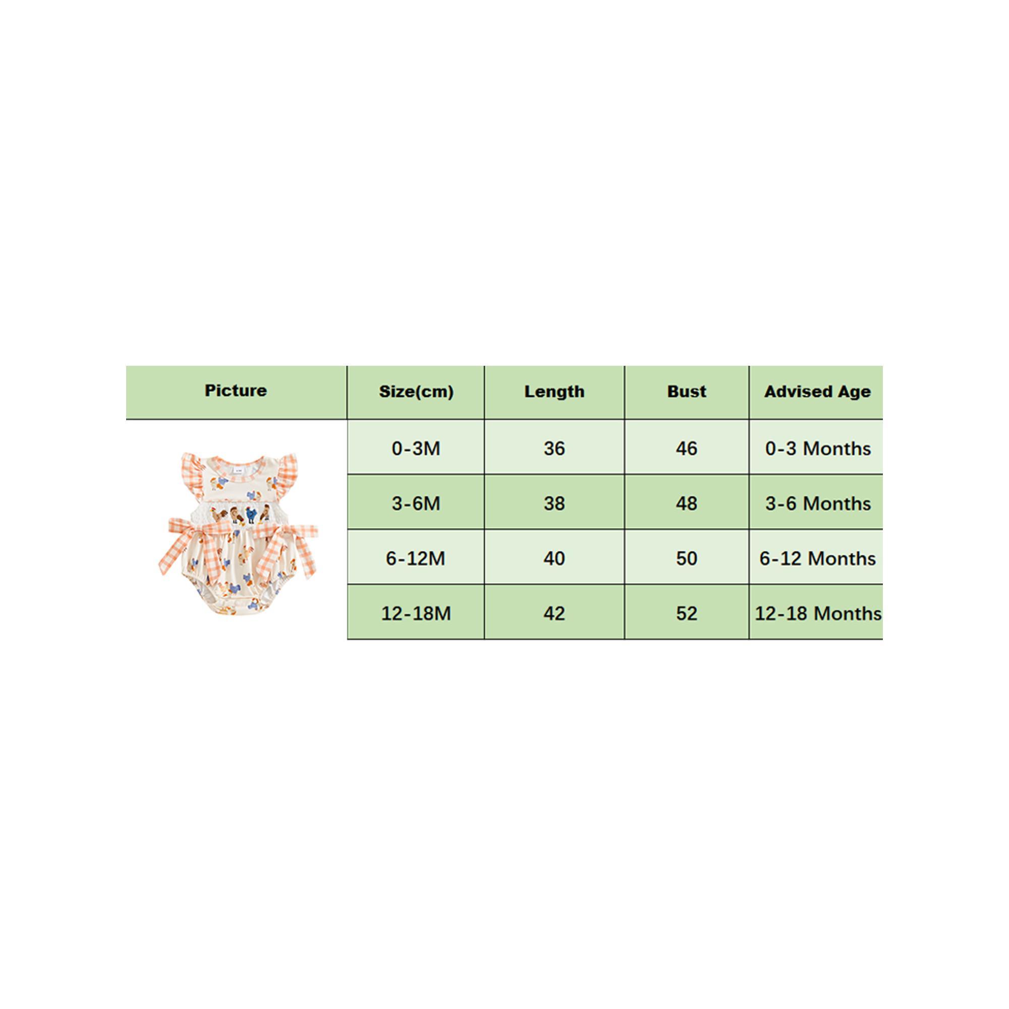 Newborn Baby Girl Outfits Farm Chicken Embroidery Romper Ruffle Smocked Fly Sleeve Bodysuit Infant Summer Clothes