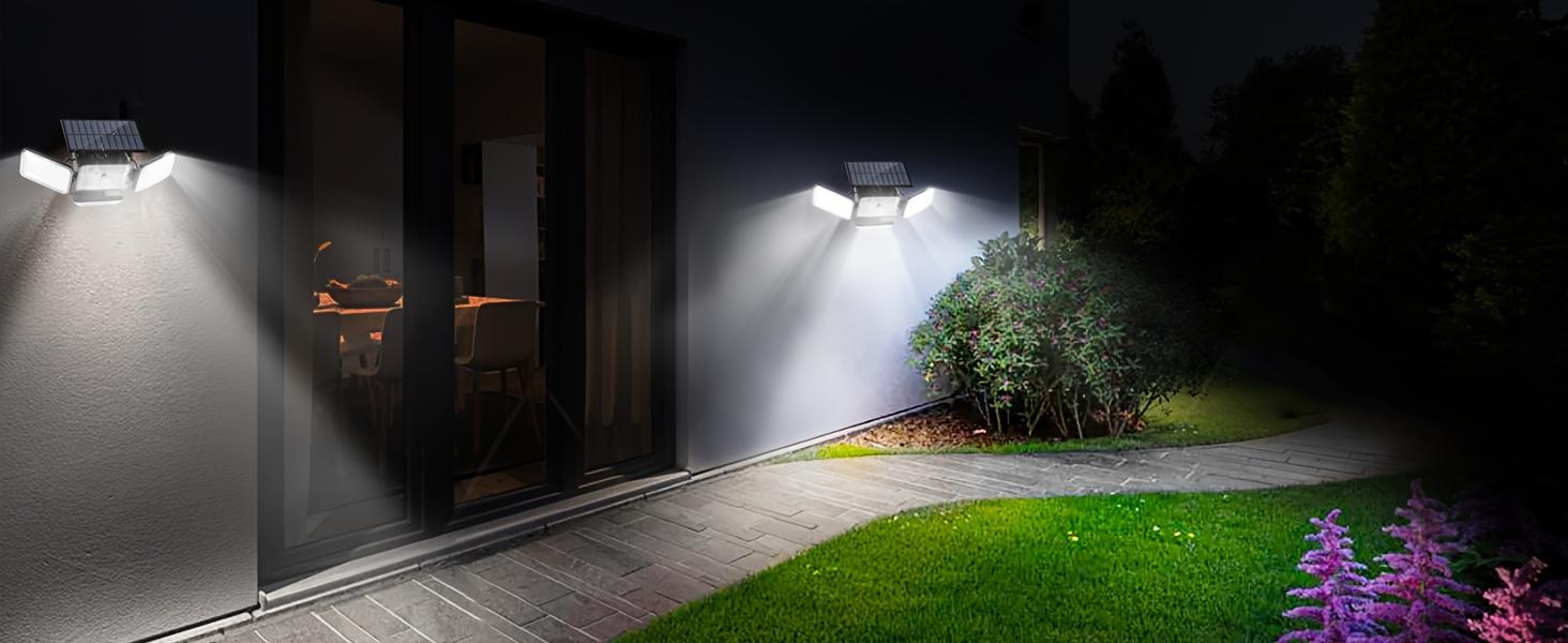 4 Modes Solar Flood Lights, 1~6 Pcs Set , 270°Wide Angle Lighting, Smart Sensor+Remote Control, Suitable for Patio, Garage Burglar, Porch, Outdoor Party, Shipment within 1-2 days