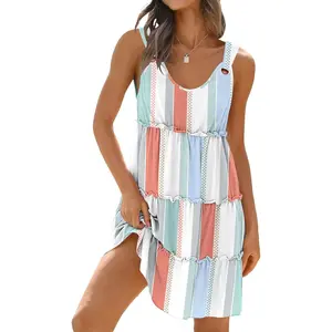 Summer Dresses for Women 2026 Sundresses Vacation Sleeveless Beach Swimsuit Cover Ups Spring Outfits Casual Sun Dress
