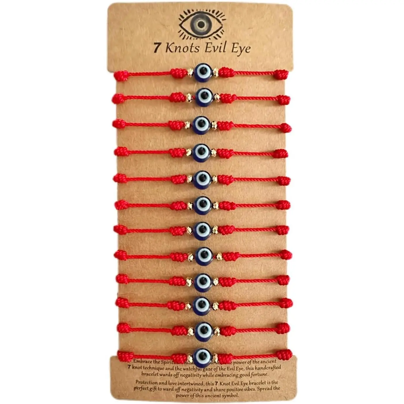 Evil Eye Protection Bracelet Set, 12 Pack Adjustable Red 7 Knot Lucky String Amulets, Black and Pink Friendship Bracelets for Women, Men, Boys, GirlsGift