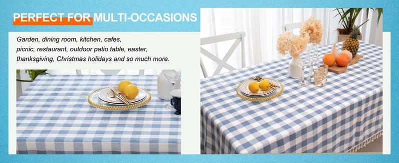Checkered Rectangle Tablecloth, Cotton Gingham Table Cloth Plaid Table Cover for Spring Summer Picnic Kitchen Dinner Restaurant Easter Party(55x70,Blue