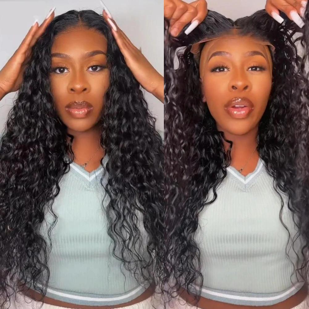 TikTokShopBlackFriday Bling Hair Glueless Wig Deep Wave 6x4 5x5 7x5 9x6 Pre Cut Lace Closure Wigs Human Hair Curly Water Wave Ready to Wear Transparent Lace Wig For Women Pre Plucked Natural Hairline 30 In Dealsforyoudays
