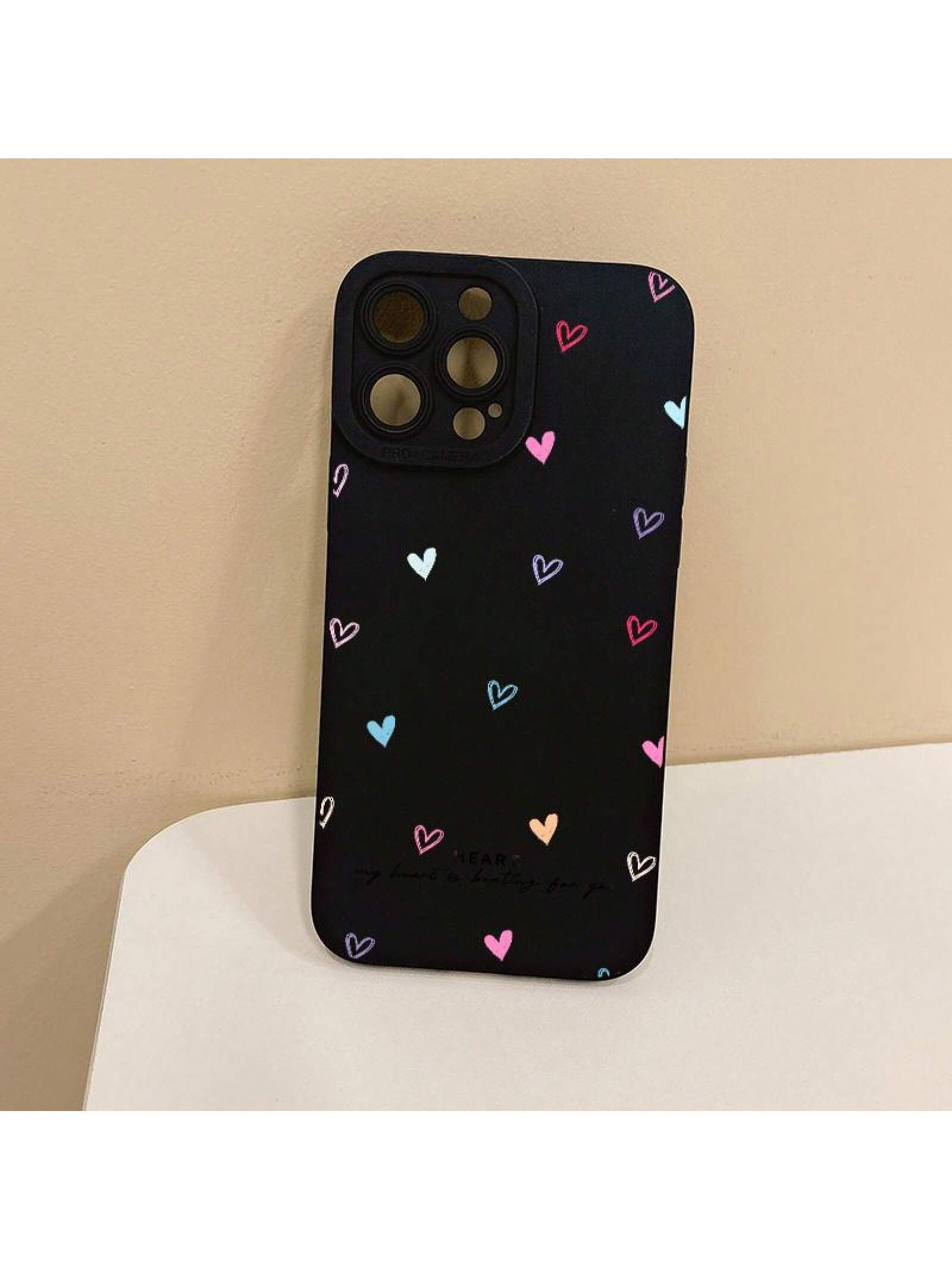 A Stylish And Innovative Phone Case Featuring A Colorful Hearts Design, Designed To Be Shock-Resistant, Compatible With Various  Models Including 16, 15, 14, 13, 12, 11 Plus, Pro Max, XS, XR, Mini, 7, 8, SE2, And SE3.
