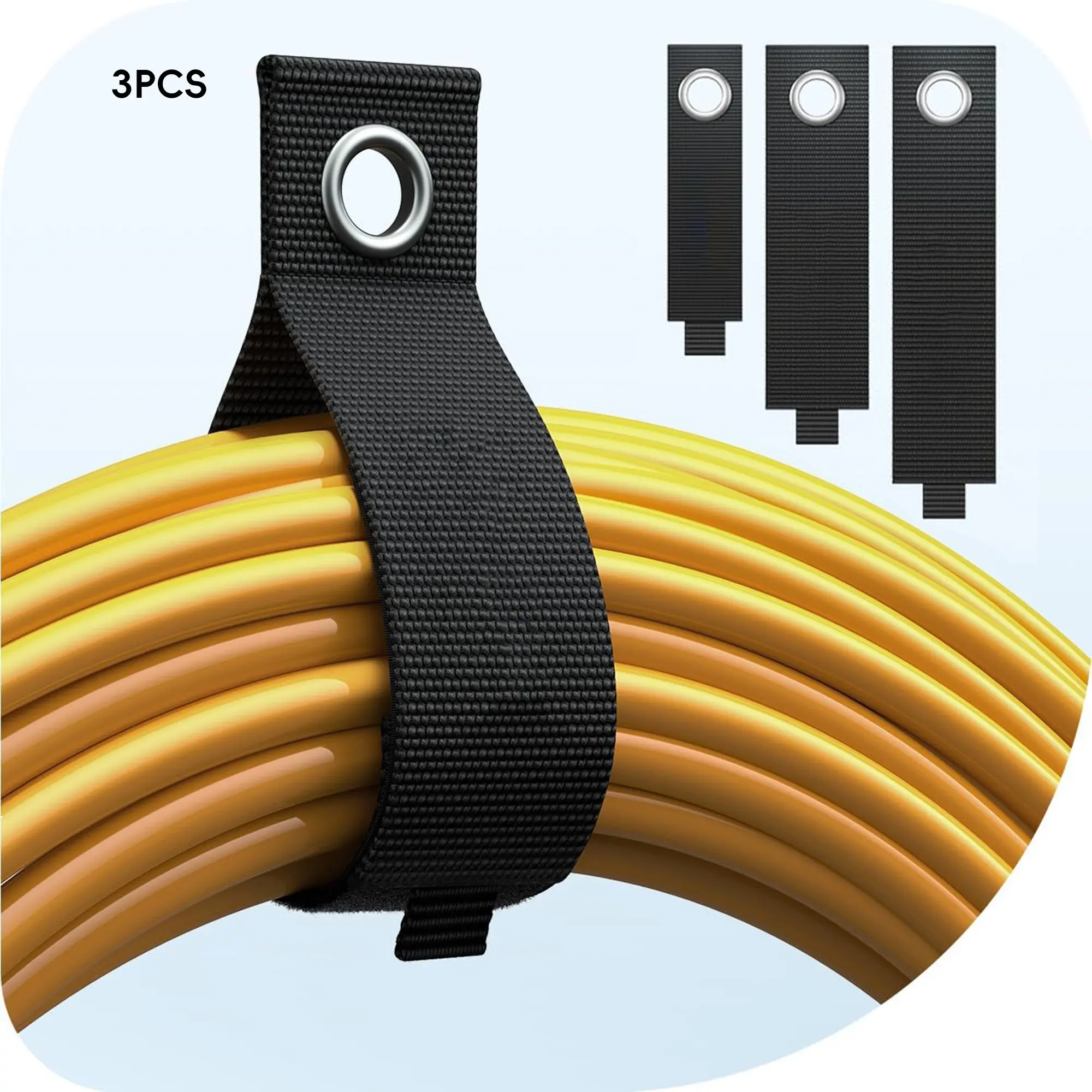 3 Pack Heavy-Duty Storage Straps (10", 14", 18")  - Extension Cord Storage, Organizer, Cord Wrap Keeper, Cable Straps for Tools, Garden Hoses, Rope, RV, Workshop and Garage Wall Storage and Organization