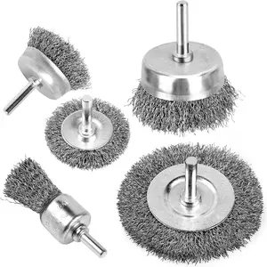 Drill Wire Brush Set, 0.012 Carbon Steel Wire, 1/4 Inch Arbor, Perfect for Rust Removal, Stripping, Compatible with Drill Attachment