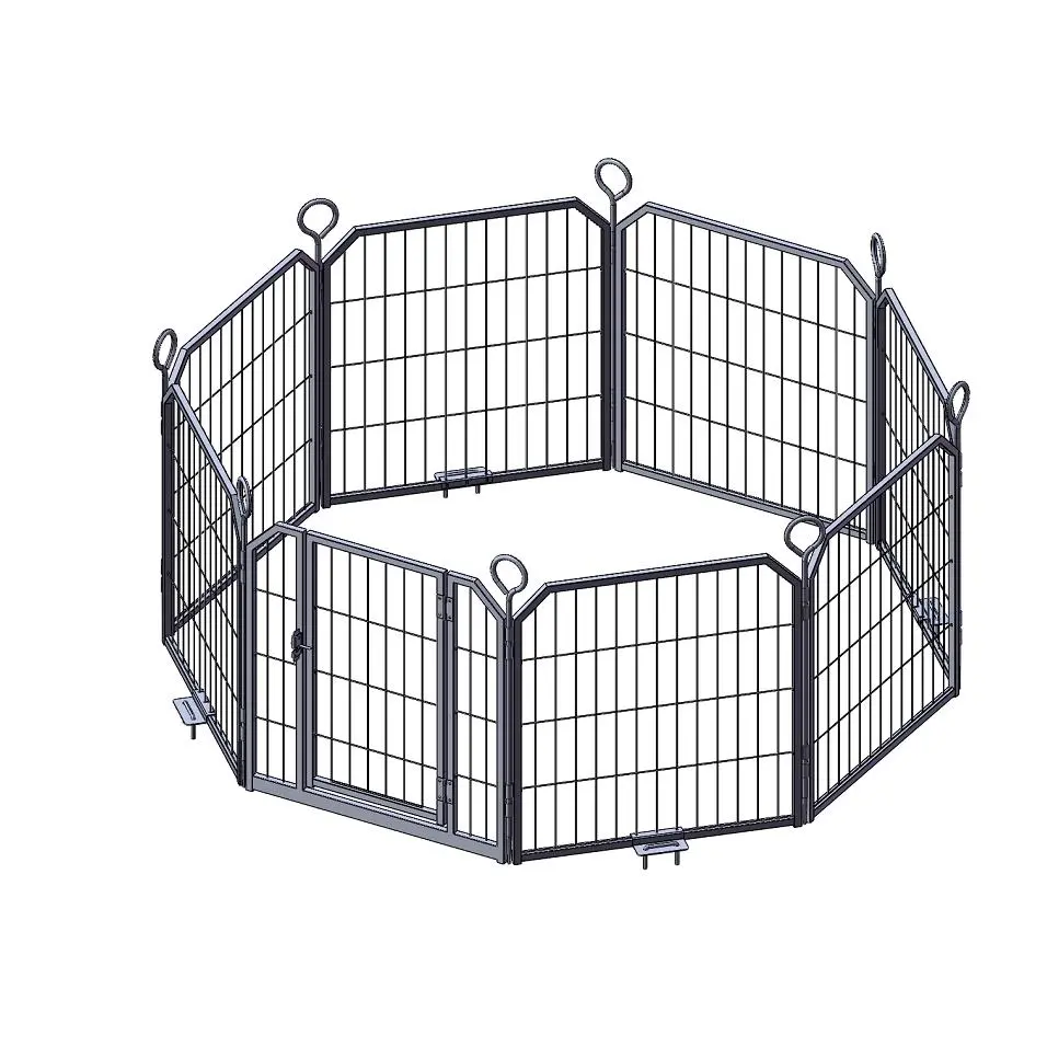 Collapsible Heavy Duty Metal Dog Playpen with Gate – 8 Panel Exercise Pet Fence – Indoor Outdoor Portable Dog Enclosure for Yard, Garden, RV, Camping – Small & Medium Dogs – 24 Inch