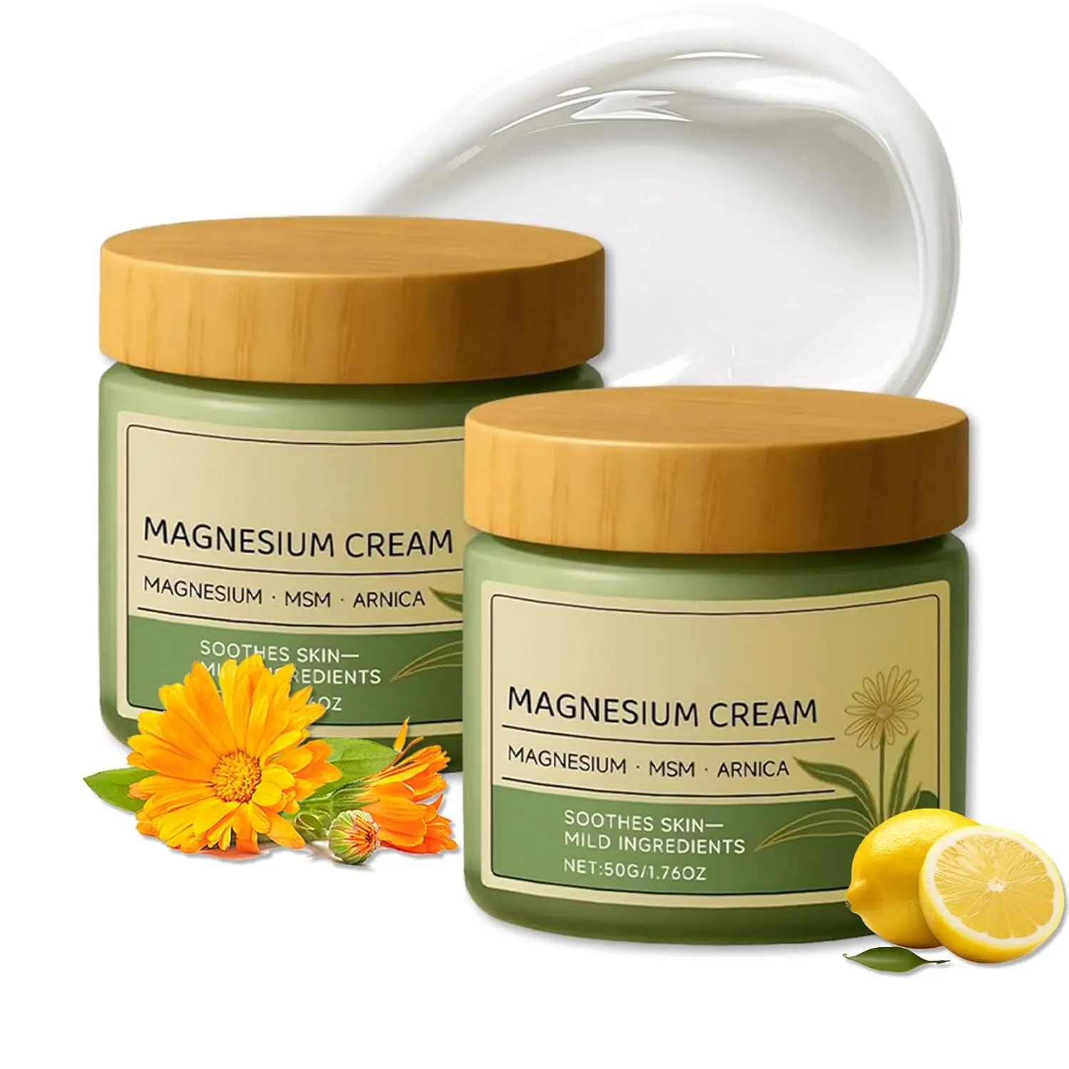 Total Relief Magnesium Cream with MSM & Arnica, 2026 Fast Absorbing Non-Greasy Gentle Formula for Legs, Shoulders & Back Daily Comfort Care (2 Pcs)