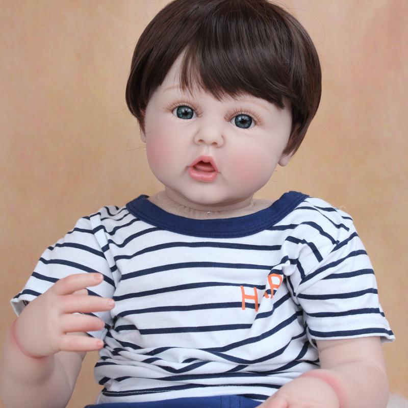 24inch 60cm Soft Vinyl Reborn Toddler Boy Doll For Girl Cloth Body Baby Lovely Birthday Gift Play House Toy 24inch 60cm Soft Vinyl Reborn Toddler Boy Doll For Girl Cloth Body Baby Lovely Birthday Gift Play House Toy