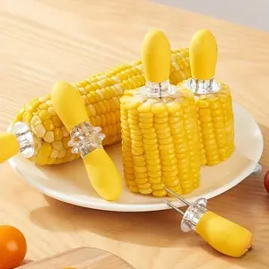 8 Pack Stainless Steel Corn Holders, Multi-Purpose BBQ Grilling Corn Forks, Reusable Fruit & Barbecue Skewer Forks, Portable Camping Picnic Kitchen Gadgets Easy Clean Storage