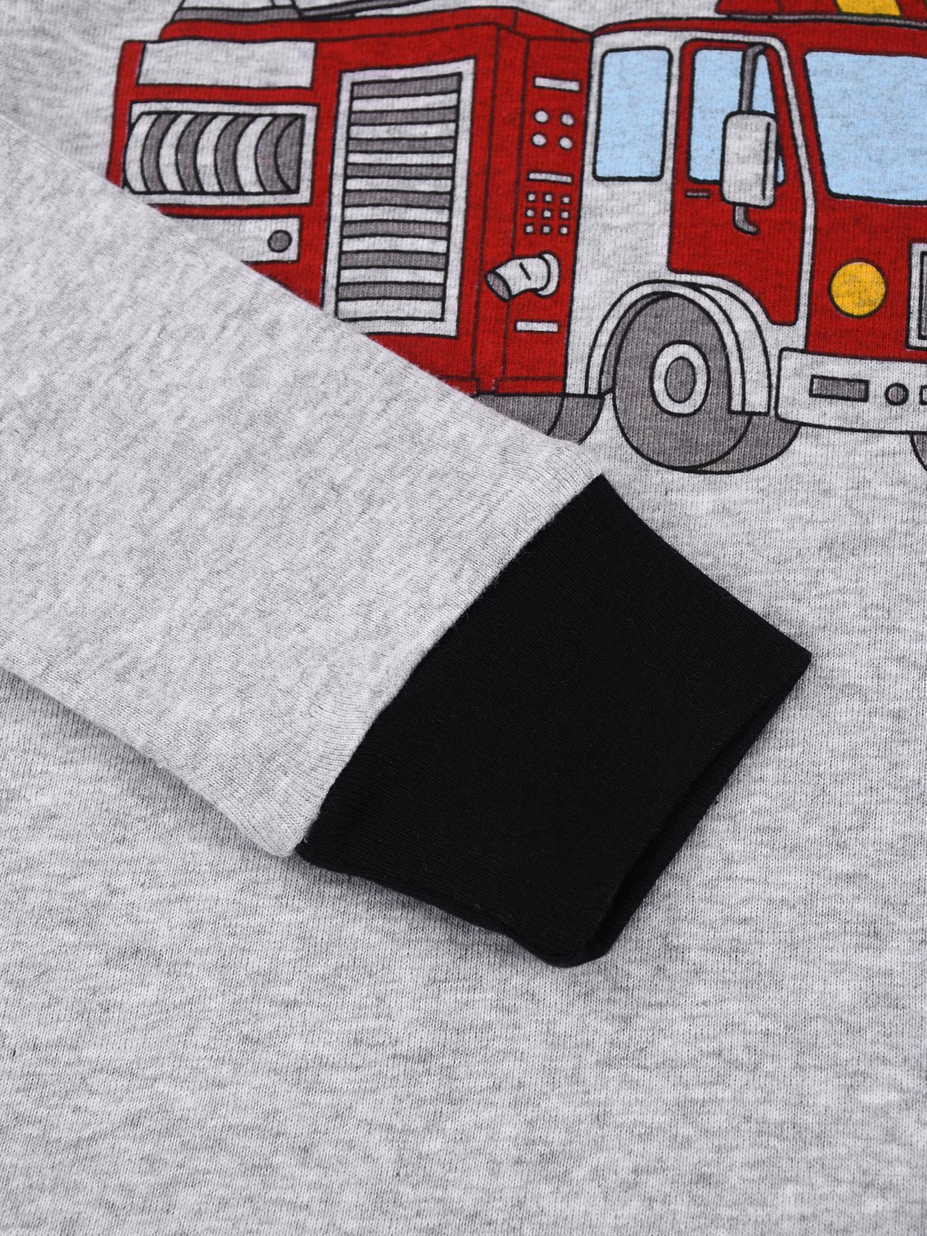 Boy's Fire Truck Print Top & Pants Loungewear Set, Casual Comfy Round Neck Long Sleeve Top & Trousers Pj Set, Boys Sleepwear for Fall, Pajama Sets, Pajamas, Pajama Outfit, Pyjama