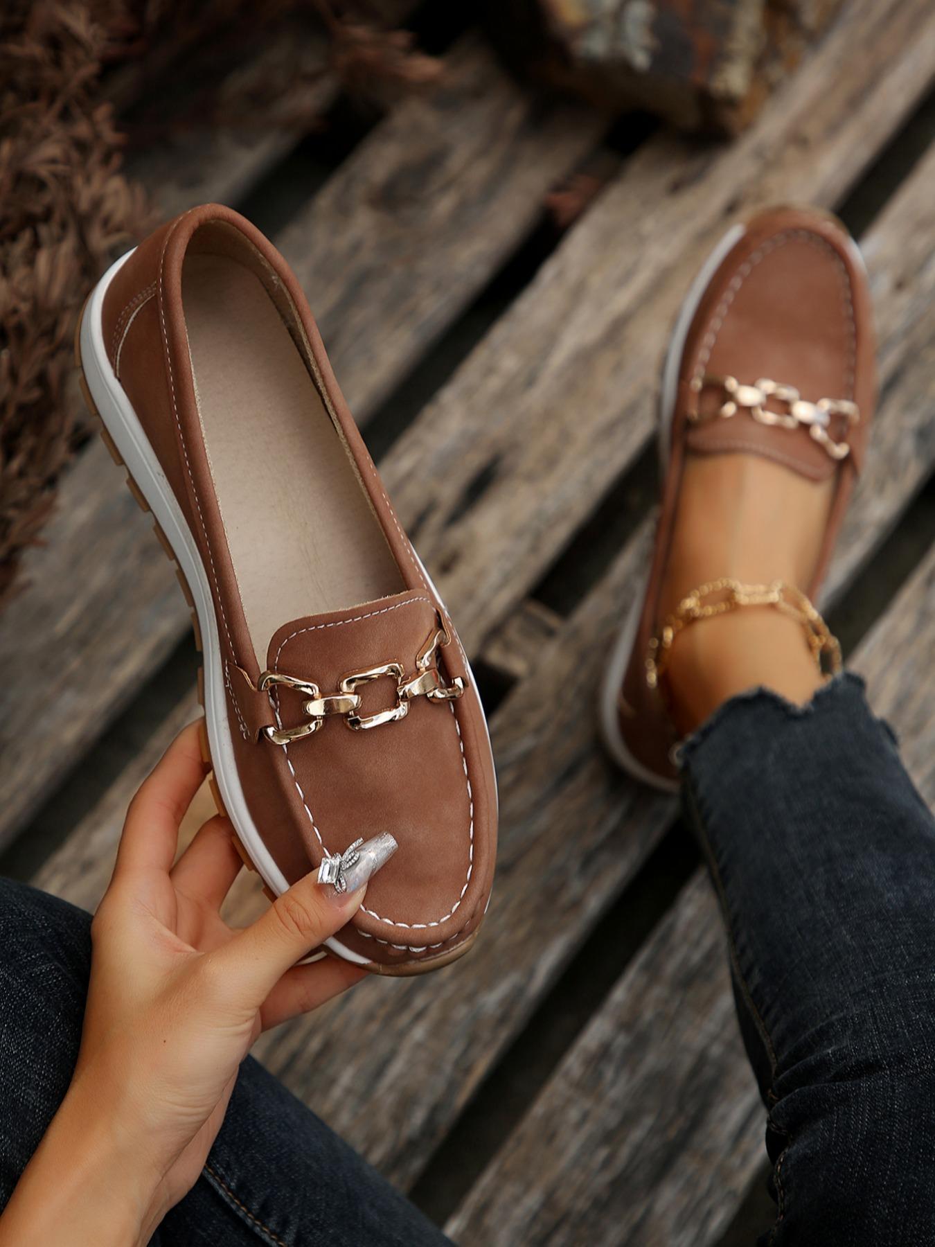 Women's Casual Sporty-On Low-Top Shoes, Lightweight Comfortable Fashion Round-Toe PU Leather Shoes with Decoration, On Style Women's Casual Sporty-On Low-Top Shoes, Lightweight Comfortable Fashion Round-Toe PU Leather Shoes with Decoration, On Style