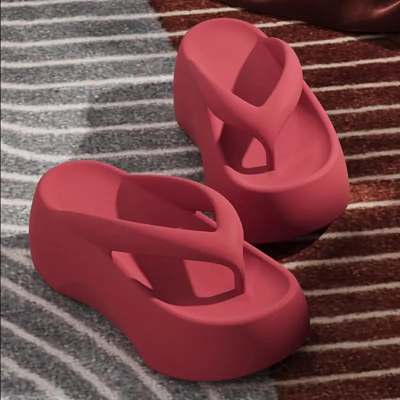7cm Thick Platform EVA Flip Flops Women Non Slip Cushioned Wedge Heel Slippers For Summer Beach And Casual Wear