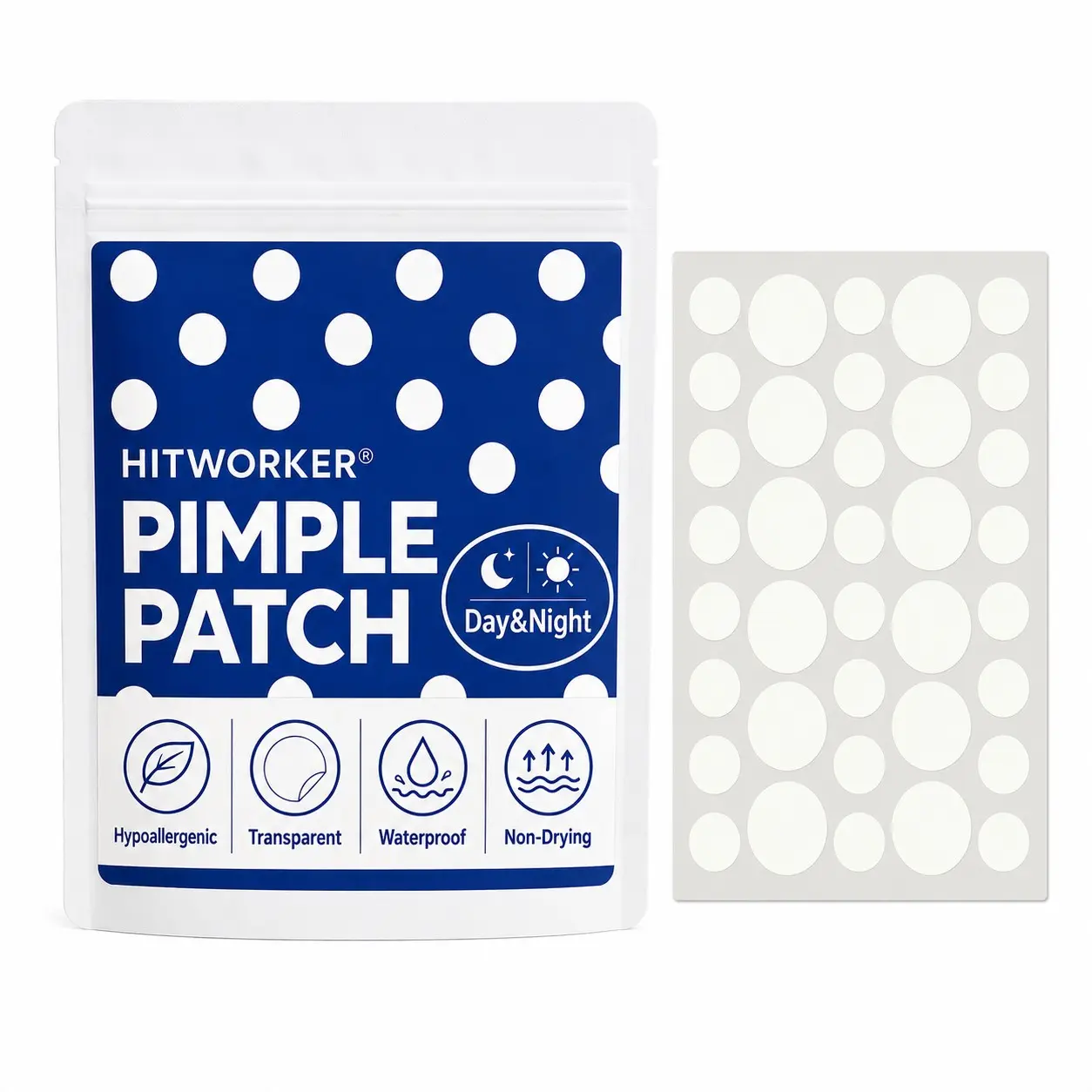 144pcs Pimple Cover Patches, Clear-Look Hydrocolloid Beauty Patches, Day and Night Use, Easy Peel Spot Cover, Skin Care Solution