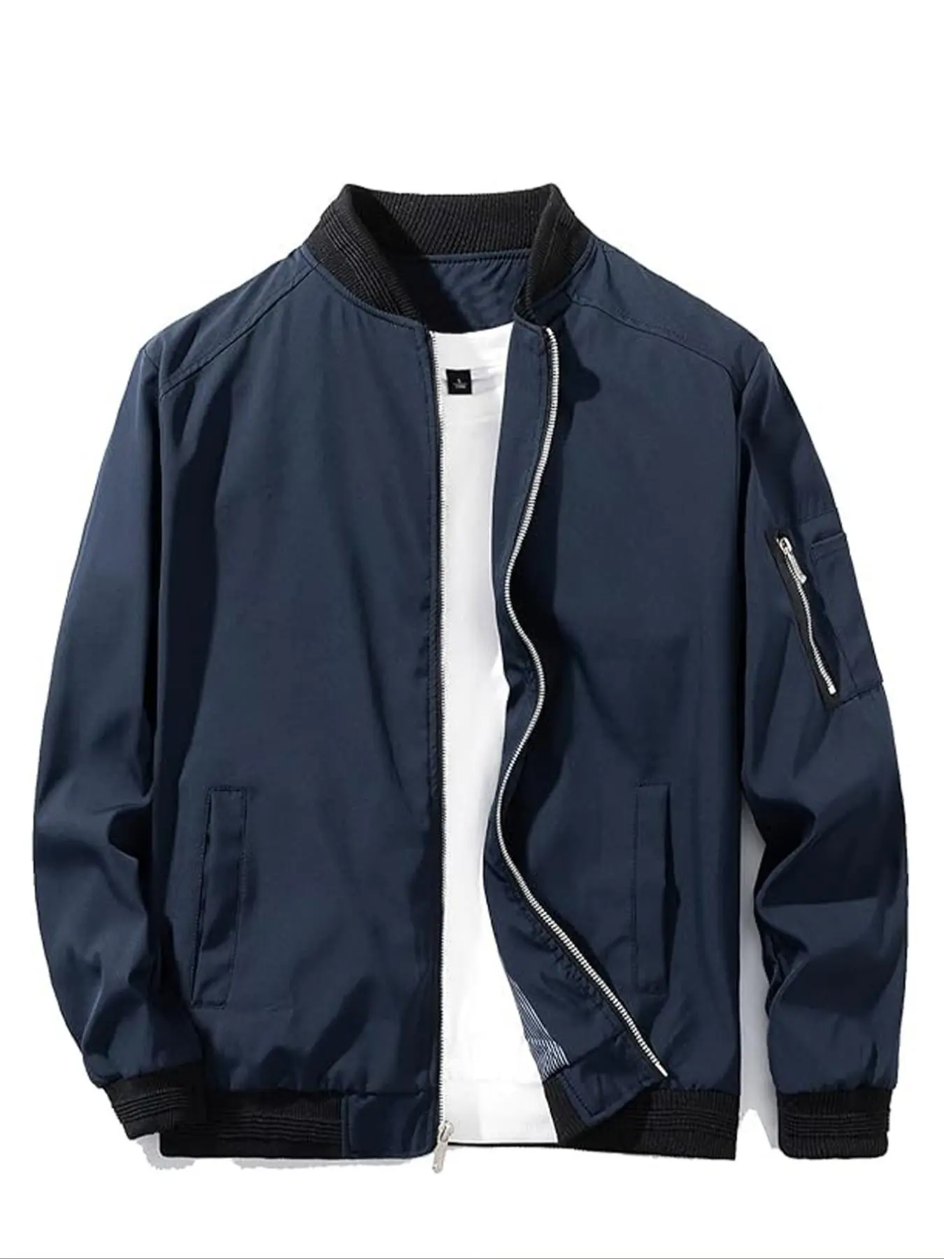 Men's Lightweight Jacket, Casual Fall Winter Coat, Zipper Pilot Jacket with Pockets, Golf Jacket, Everyday Jackets, Windproof Outdoor Men's Outerwear