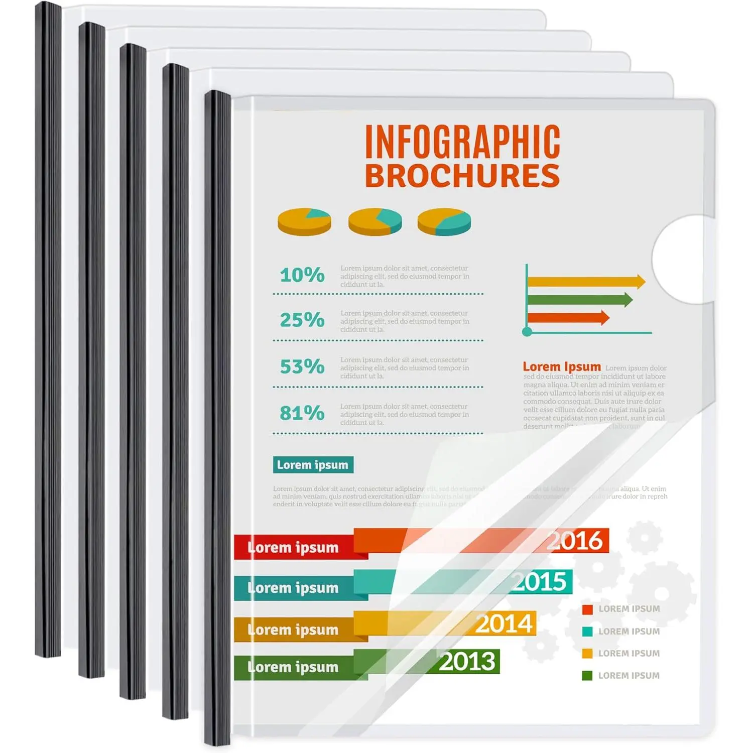 5 Pack Report Covers with Sliding Bar Clear Plastic Presentation Folders | A4 & Letter Size Document Binder with 70 Sheet Capacity for School, Office, Resume & Business Use, Ideal File Storage.