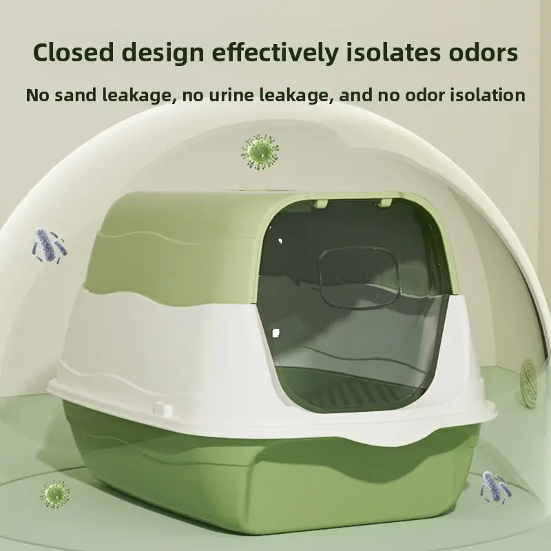 Small Three-Tier Fully Enclosed Cat Litter Box, Odor-Proof Leak-Proof Pet Toilet, Includes Dedicated Scoop, Home Pet Supplies