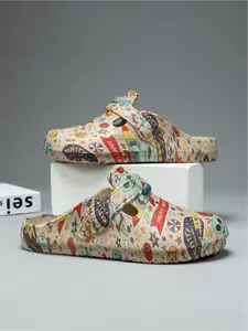 Unisex Cartoon Full Print Sports Slides One Piece EVA Light Breathable Anti Slip Sole Versatile For Beach Trip Home Outdoor