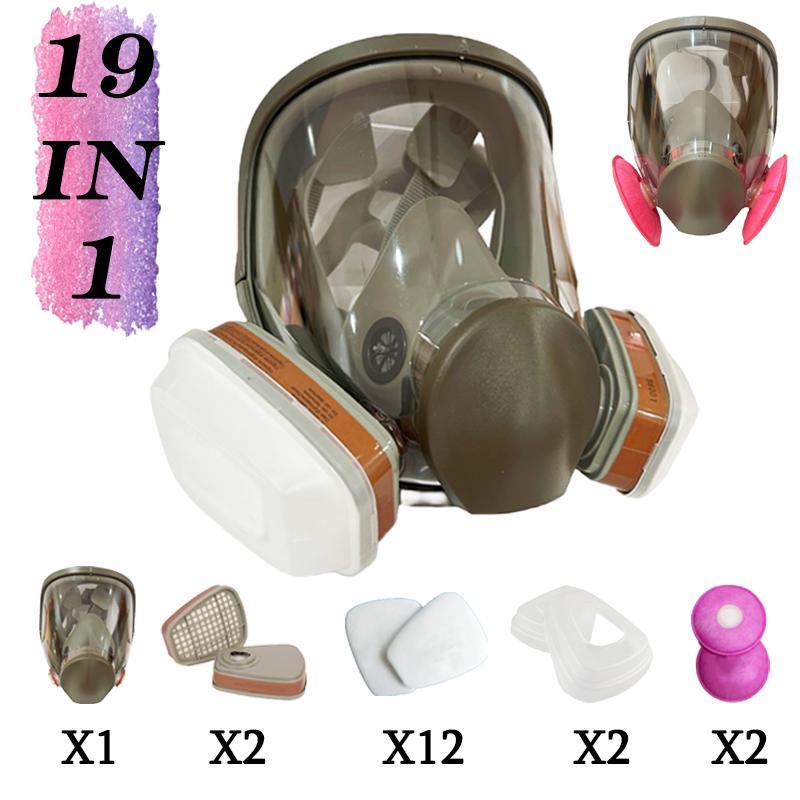 Reusable Full Face Mask with Filter, Full Face Mask with Filter, Dustproof & Poison-Proof Mask, Protective Mask, Suitable for Painting, Woodworking, Construction, Grinding